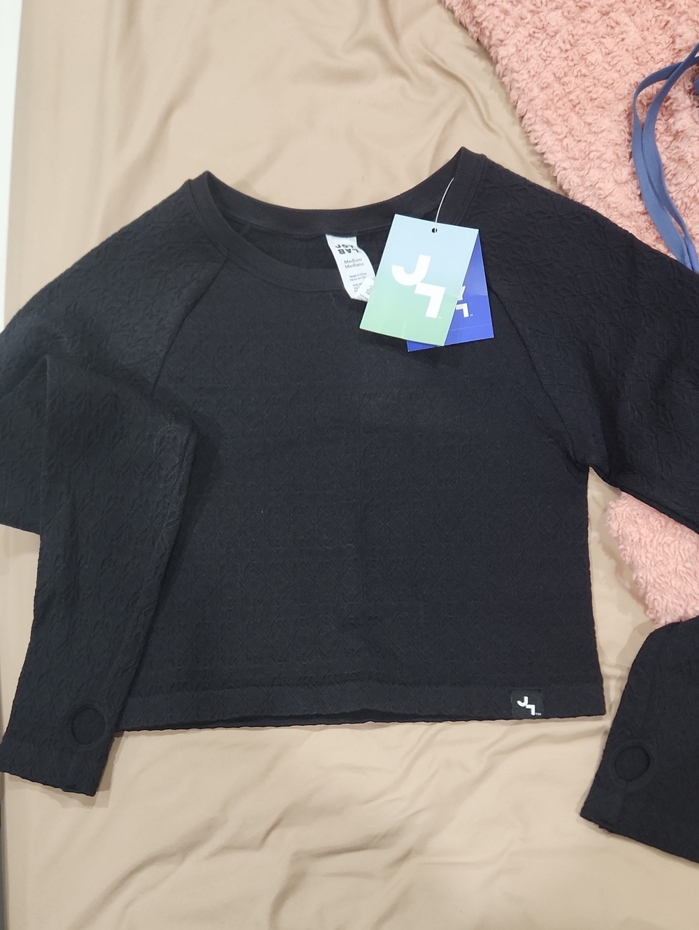 JoyLab Black Knit Long-Sleeve Crop Top